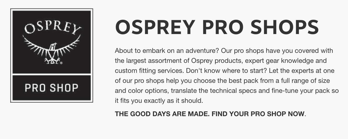 Find an Osprey Pro Shop